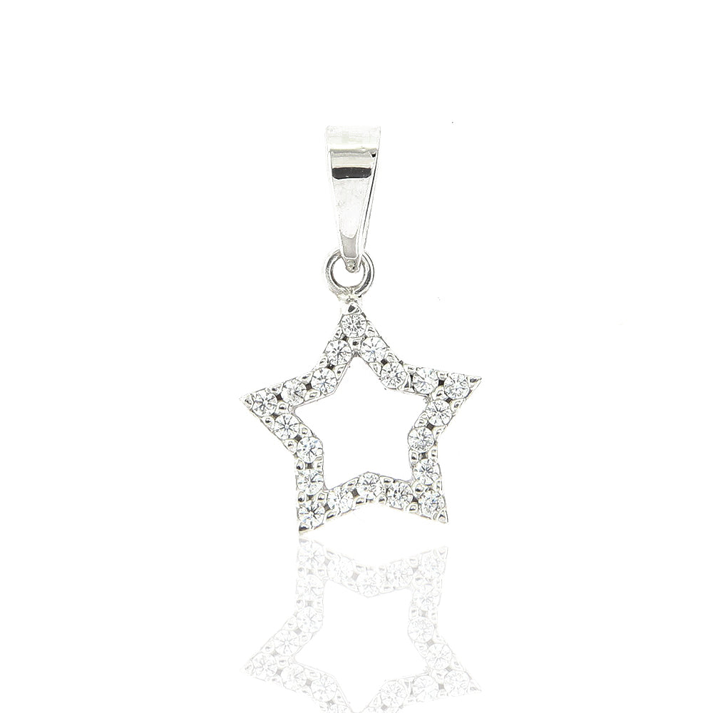 Pendente Donna Stella in Oro Bianco con Zirconi