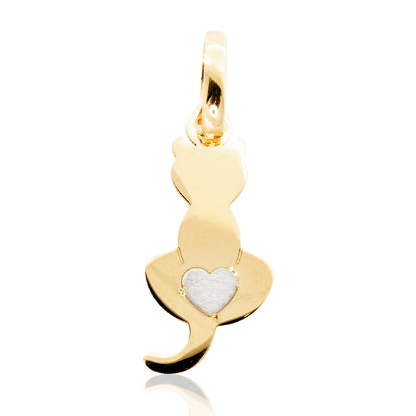 Ciondolo Gatto Oro 333 Con Fiocco E Zirconi, Gioiello In Astuccio CLEVER SCHMUCK