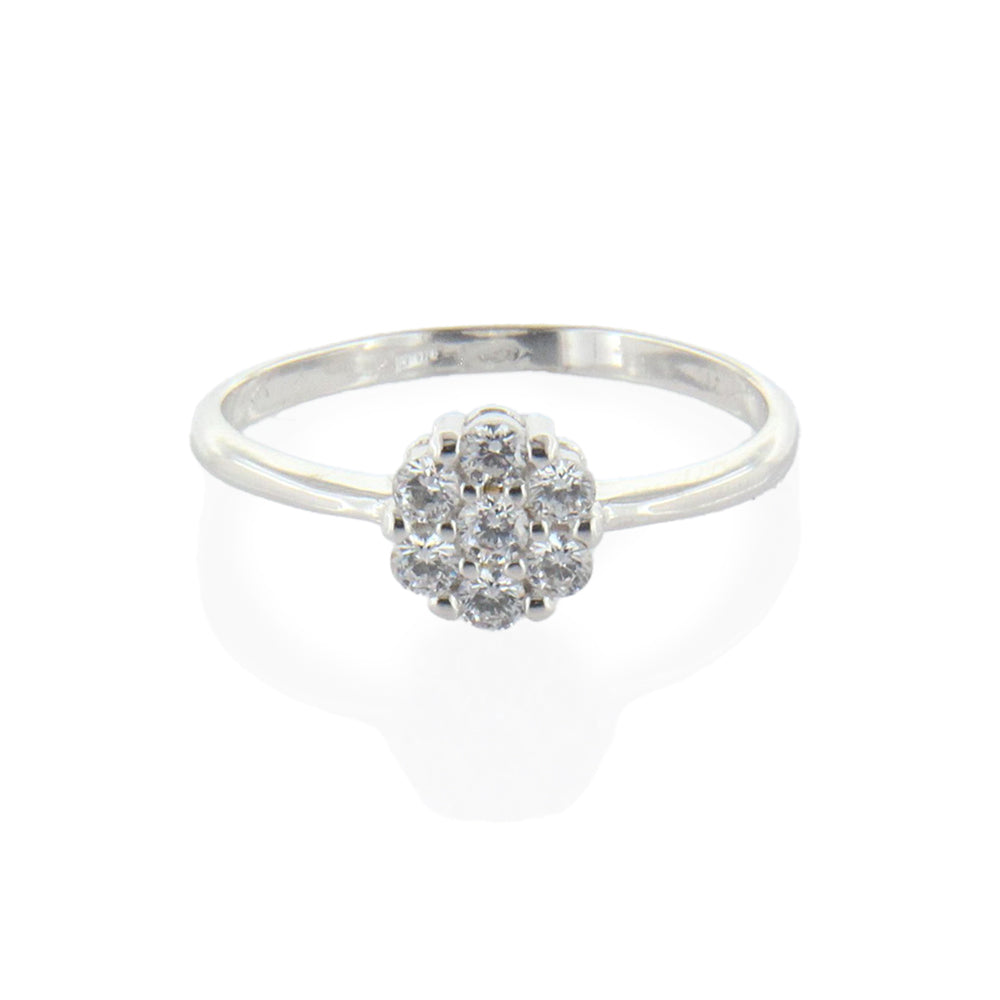 Anello Aperto A Fiore Margherita Con Zirconi E Perle - Placcato Oro 14K - Gioiello Regalo Per Donna E Ragazza