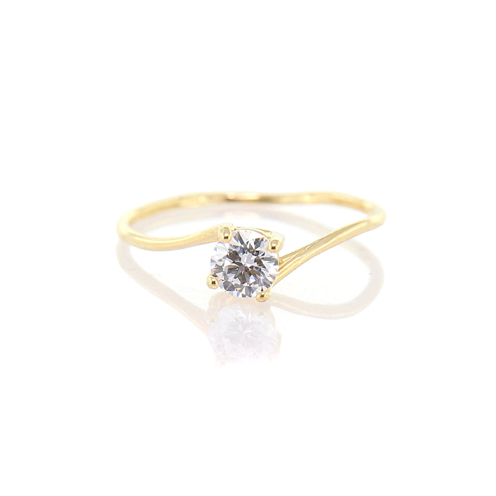 Anello Donna Solitario in Oro Giallo con Zircone