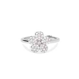 Anello Donna in Argento con fiore in zirconi bianchi Mabina Gioielli