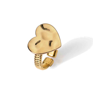 Anello in Acciaio Gold con cuore effetto martellato Style 03 821003 Kidult