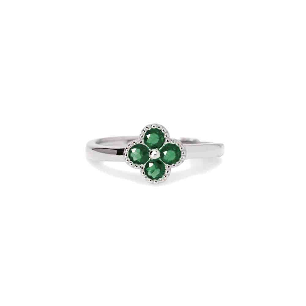 Anello in argento con fiore verde Mabina Gioielli Gioielleria