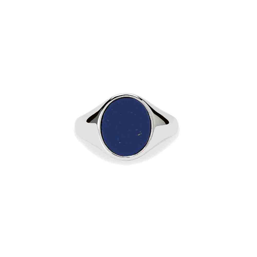 Anello uomo ovale in argento e lapis Mabina Gioielli