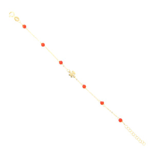 Bracciale Bambina Battesimo in Oro Giallo con Corallo