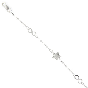 Bracciale Bambina in Oro Bianco con Stelle e Infinito