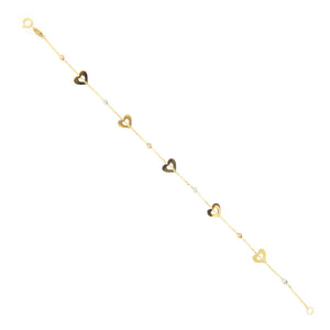 Bracciale Bambina in Oro Giallo con Cuori