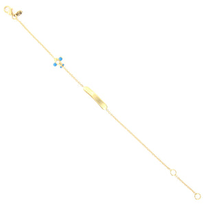Bracciale Bambino Battesimo in Oro Giallo con Targhetta e Aereo Smaltato