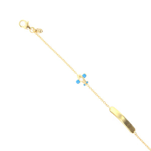 Bracciale Bambino Battesimo in Oro Giallo con Targhetta e Aereo Smaltato