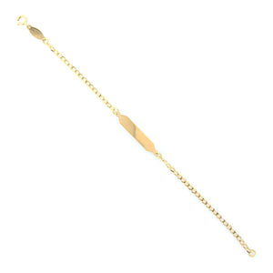 Bracciale Bambino Battesimo in Oro Giallo con Targhetta e Maglia Grumette