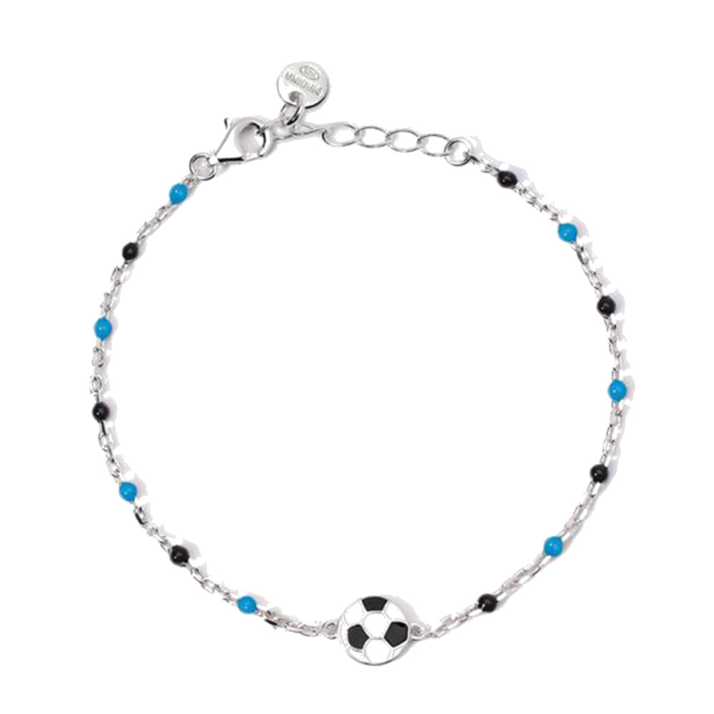 Bracciale Bambino con pallone e inserti azzurri e neri Mabina Gioielli