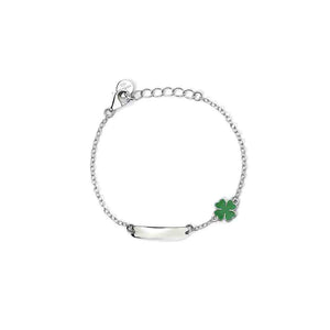 Bracciale Bambino in Argento personalizzabile con quadrifoglio Mabina Gioielli