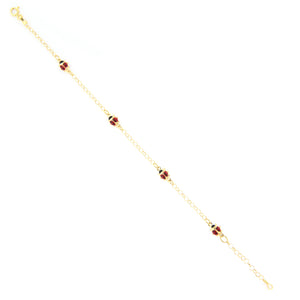Bracciale Battesimo Bambina in Oro Giallo con Coccinelle Smaltate