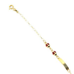 Bracciale Battesimo Bambina in Oro Giallo con Targhetta e Coccinella
