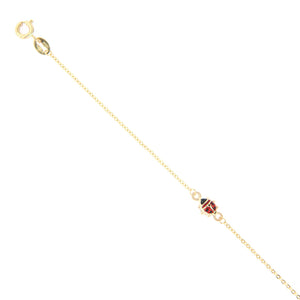 Bracciale Battesimo in Oro Giallo 9 Carati Coccinella Smaltata