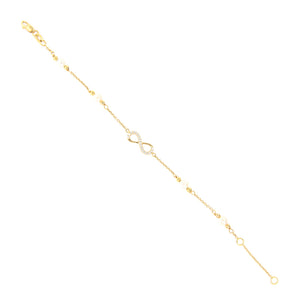 Bracciale Battesimo in Oro Giallo 9 Carati Infinito con Perle Naturali e Zirconi