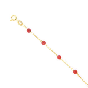 Bracciale Battesimo in Oro Giallo 9 Carati e Corallo