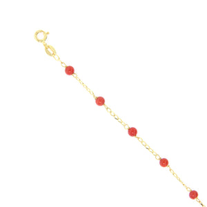 Bracciale Battesimo in Oro Giallo 9 Carati e Corallo