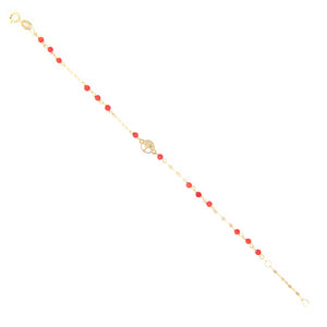 Bracciale Battesimo in Oro Giallo Albero della Vita e Corallo
