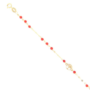 Bracciale Battesimo in Oro Giallo Albero della Vita e Corallo