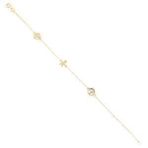 Bracciale Battesimo in Oro Giallo con Bambino e Alberi della Vita