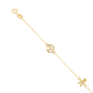 Bracciale Battesimo in Oro Giallo con Bambino e Alberi della Vita