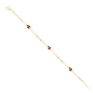 Bracciale Battesimo in Oro Giallo con Coccinelle Smaltate