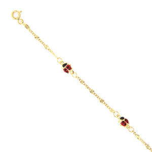 Bracciale Battesimo in Oro Giallo con Coccinelle Smaltate