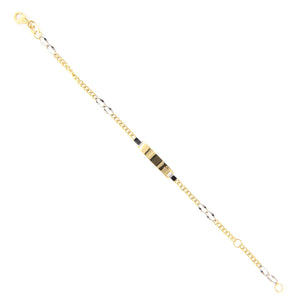 Bracciale Battesimo in Oro Giallo e Bianco con Targhetta