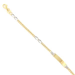 Bracciale Battesimo in Oro Giallo e Bianco con Targhetta