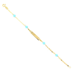 Bracciale Battesimo in Oro Giallo con Targhetta e Turchese