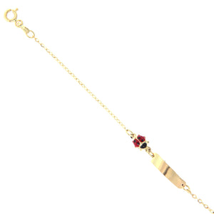 Bracciale Battesimo in Oro Giallo e Targhetta con Coccinella Smaltata