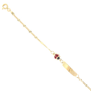 Bracciale Battesimo in Oro Giallo e Targhetta con Coccinella Smaltata