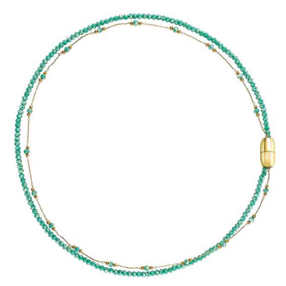 Collana Donna Acciaio Gold Verde Magnetica System Breil