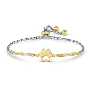 Bracciale Donna Milleluci e Refined in Acciaio Gold e Cubic Zirconia Orma Cane Nomination