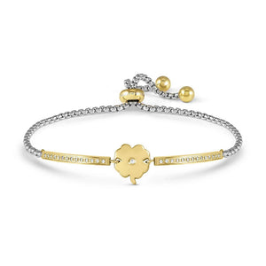 Bracciale Donna Milleluci e Refined in Acciaio Gold e Cubic Zirconia Quadrifoglio Nomination