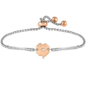 Bracciale Donna Milleluci e Refined in Acciaio Rose e Cubic Zirconia Quadrifoglio Nomination