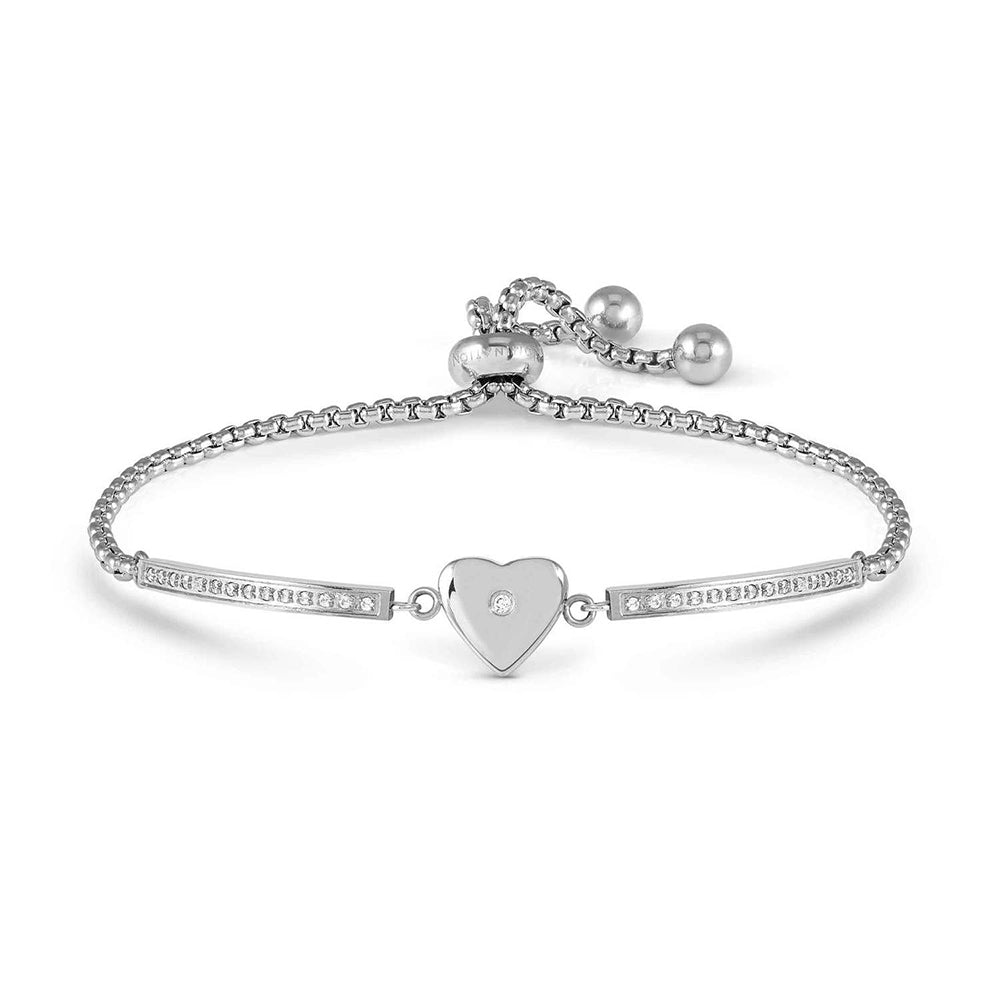 Bracciale in argento sterling 925 con zirconi a forma di cuore