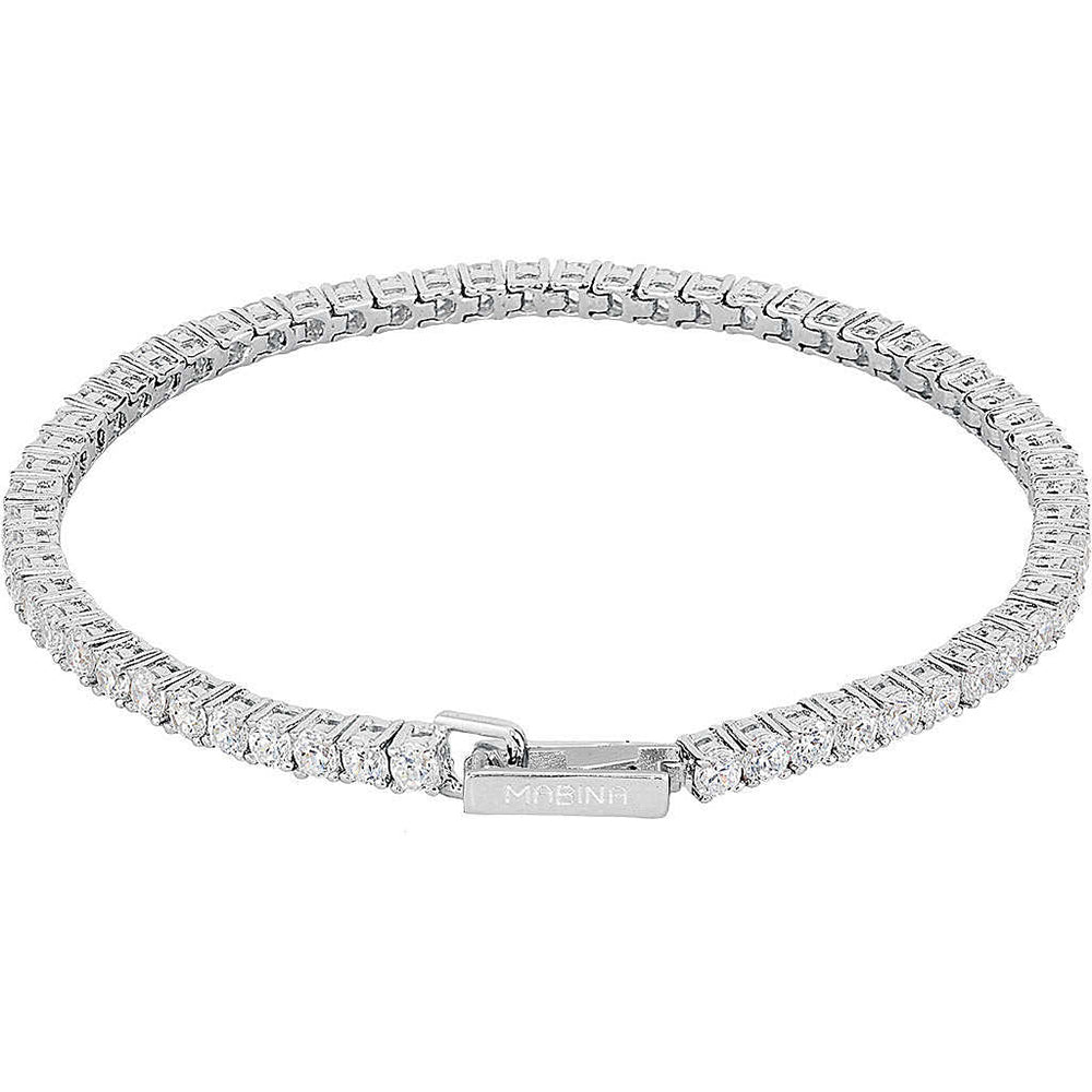 Mabina Bracciale Tennis In Argento 925 Con Zirconi Rosa E Neri, Lunghezza 19 Cm - copertina
