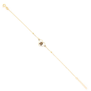 Bracciale Donna in Oro Giallo con Cuore e Quadrifoglio Traforato