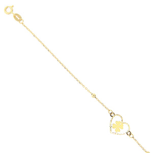 Bracciale Donna in Oro Giallo con Cuore e Quadrifoglio Traforato