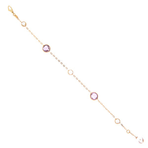 Bracciale Donna in Oro Rosa Maglia con Perle e Ametista