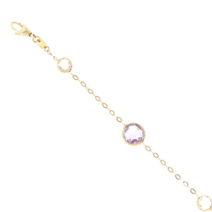 Bracciale Donna in Oro Rosa Maglia con Perle e Ametista