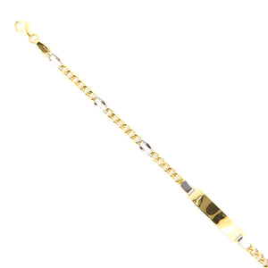 Bracciale Targa in Oro Bianco e Giallo con Maglia 5+1