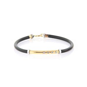 Bracciale Targa in Oro e Caucciu