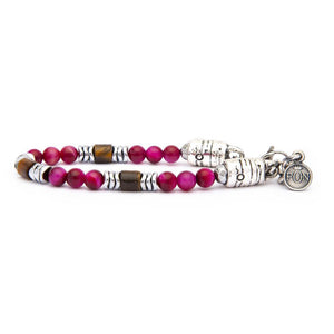 Bracciale Unisex Dorico dischetto Occhio Di Tigre Fucsia Ematite Portonovo