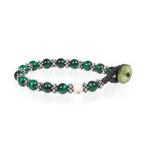 Bracciale Unisex LAB Occhio di Tigre verde Madreperla Gerba Gioielli