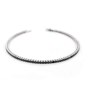 Bracciale Unisex Tennis in Oro Bianco con Zirconi Neri