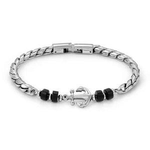 Bracciale Uomo Atlante Stones Edition in Acciaio Ancora Agata Nera Nomination