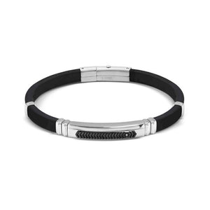 Bracciale Uomo City e Energy in Acciaio e Caucciu con Cubic Zirconia Acciaio Nero Nomination